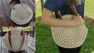 En Kolay Yazlık Tığ İşi Yuvarlak Makrome Çanta Yapılışı - Easy Crochet Macrame Shoulder Bag