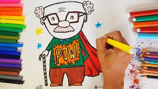 🎨APRENDER A PINTAR✍️ A MI ABUELO👴 ES UN SUPERHEROE💪