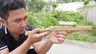 Create bamboo guns that shoot extremely powerful iron ball bullets