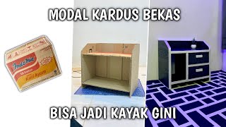 membuat LEMARI LACI mini dari kardus bekas || simpel dan elegan