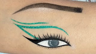 Creative Green Eyeliner 🖤💚#eyeliner #eyemakeup#beautytutorial#eyes#eyeshadowtutorial#eyelook#youtube