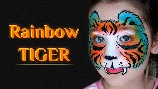 Rainbow Tiger Face Paint/ Tiger face painting tutorial