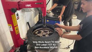 Honda Brio Ganti Velg Weds Sport TC 005 R15 Lebar 7 ET 42 #briomodif #velgracing #modifikasi