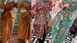 موضة خريف 2024/فساتين خروج modest fashion/تنسيق محجبات خريف 2024