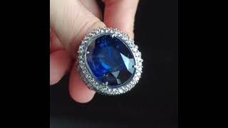 Gem Gardener: 26ct Men’s Large Sapphire Ring with Diamonds 18k