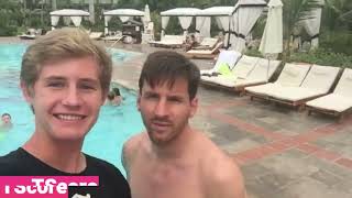 Fan meets Messi by the pool 🌊