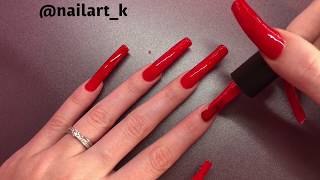 Painting my natural long nails red