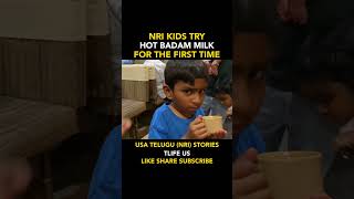 Vishu and Avi Tries Indian Badam Milk for the First time #shorts #kidsfoodideas #funny