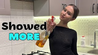 [4K USA Housewife]👙🚫How to clean a kitchen? Transparent Haul No Bra See Through Try On