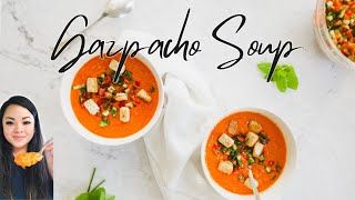 Delicious Gazpacho Soup with Fresh Salsa and Crunchy Croutons | Easy and Refreshing Summer Recipe!