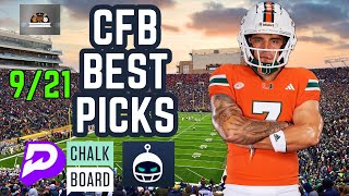 PRIZEPICKS SLEEPER CHALKBOARD CFB SATURDAY 9/21 BEST PLAYER PROPS FREE PICKS - CFB TODAY