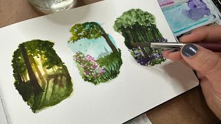 Watercolor Journal Day 96 ( Landscape miniature vignettes)