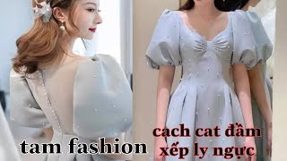 Cắt May đầm xếp ly trước ngực_063_Tam fashion