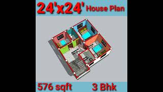 24x24 house plan #shorts  #short #engineeringplan #gharkanaksha #engineerplan