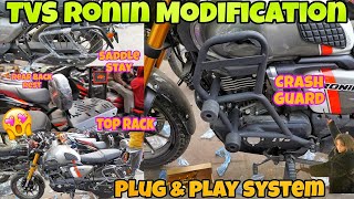 TVS Ronin Modified 🔥Crash Guard, Saddle Stay & Top Rack 💯 Modified Ronin 😍