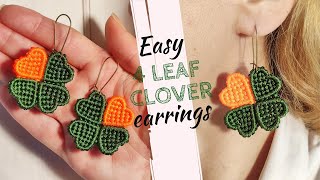 Easy 4 leaf clover macrame earrings tutorial | Good fortune increase jewelry | Clover knot earrings