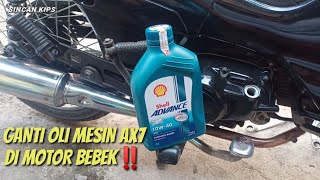 Ganti oli mesin Shell AX7 Di motor Bebek Vega lama ‼️