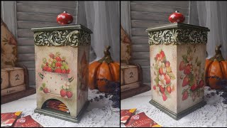 DIY Vintage Strawberry Tea Box: Decoupage tutorial