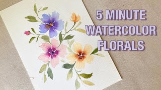 Quick & Easy Watercolor Florals For Beginners | 5 Minute Watercolor Florals