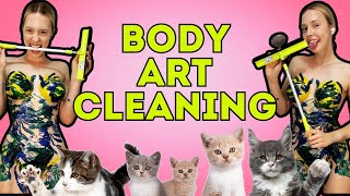 Cleaning Haul [4K USA Housewife]👙🚫Body art suit How to clean a Shower without cloth? Try On Haul