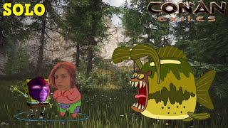 HUNTING BEARS AND GETTING CHASED BY WOLVES (Conan Exiles Solo Survival Let's Play w/Shadow) [Part 2]