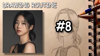 Learning how to draw a beautiful woman with the Loomis Method, step by step - Drawing Routine #8