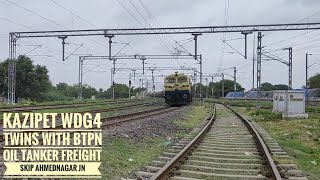 Kazipet WDG4 Twins With Btpn Oil Tanker Freight Train Skip Ahmednagar Jn Towards Daund