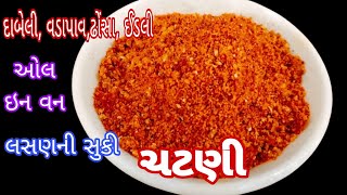 Garlic Chutney Dry | વડાપાવ, ઈડલી,ઢોંસા અને અનેક રેસીપીમાં વાપરી શકાય.. રોટલી,રોટલા,ભાખરી સાથે ખાઓ |