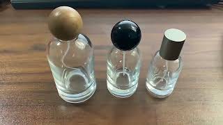 BD PAK| Simple Design Cosmetic Round Silver Black Wood Cap Spray Perfume Bottle