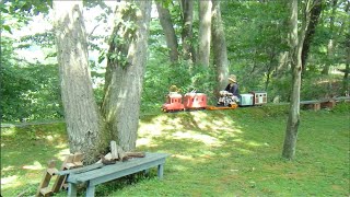 Riding a garden railway on a cloudy summer day