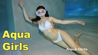 Girl Underwater White Bikini Diving