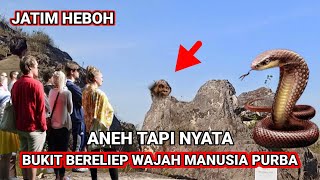 gempar di babat‼️sebuah bukit bereliep wajah manusia purba hebohkan warga