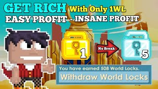 HOW TO GET RICH WITH ONLY 1WL (EASY PROFIT!!) - Growtopia