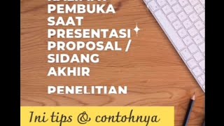 JANGAN ASAL. BEGINI PEMBUKAAN KETIKA AKAN SEMPRO / SIDANG AKHIR #skripsi #seminar #mahasiswa #tips