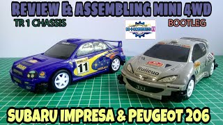 Review R/C Mini 4WD Subaru Impreza & Peugeot 206 WRC TR-1 Chassis (Bootleg) [ミニ四駆]