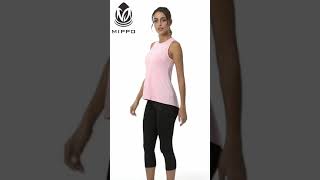 Amazon com  Mippo Workout Tops for Women Yoga Tops Workout Tanks Tennis Shirts Mesh Tie Back Racerba