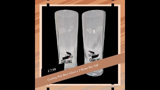 Carling Pint Beer Glass x 2 Home Bar Gift