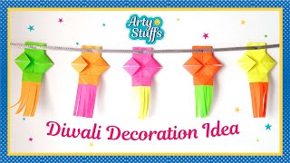 DIY Diwali Decoration Idea | Paper Toran  | Door hanging kandil