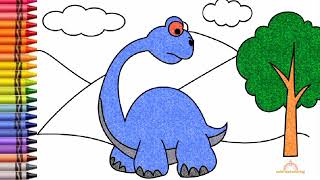 coloring the dino in blue | mewarnai Dino dengan warna biru #art #drawing #color