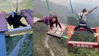 Bungee Jumping With Rope In Beautiful Place,  The Beauty Almost Fell Down#funny #extreme