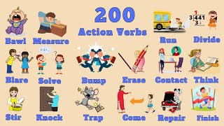 200 Action Verbs | Daily Life English Vocabulary with Examples | English Action Verbs