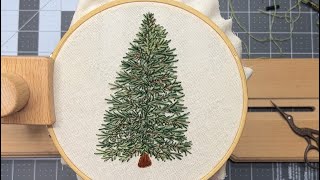 How to embroider a tree for Christmas;tree only/cómo bordar un árbol para Navidad;sólo el árbol