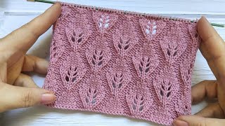 Leaf Stitch Knit Pattern | Blattmuster stricken | Punto Foglie ai ferri | Point Feuilles au Tricot