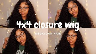 Easiest Wig Install Ever | Curly Lace 4x4 Closure Wig ft. MegaLook Hair