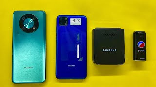 Incoming call Samsung Flip 4 + Huawei Y5p, Outgoing call Pepsi Phone + Huawei NY90