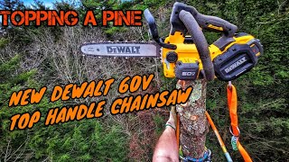 Topping an 80ft Pine Tree with the all new Dewalt 60V Top Handle Battery Chainsaw.