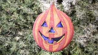 Pumpkin glass Christmas ornament