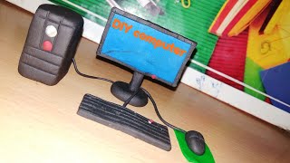 How to make miniature computer set || How to make miniature clay desktop set