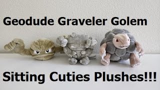 Pokémon Center Geodude, Graveler, and Golem Sitting Cuties Plushes