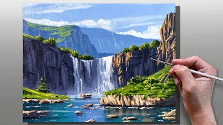 How to Paint Waterfall Valley / Step-by Step Acrylic Painting / Correa Art